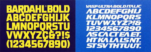 Tipografias da Bardahl (1988) e Vasp (1986) desenvolvidas pelo uruguaio Eduardo Bacigalupo